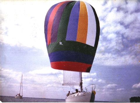 Color Bars on the Spinnaker of David Holmes' sailboat