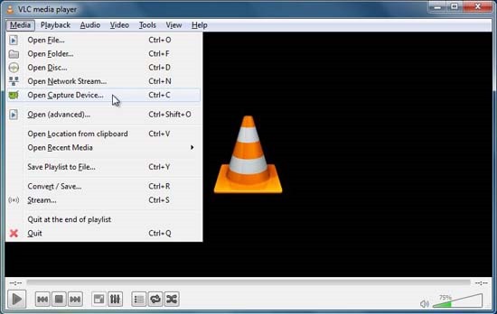 Record webcam using VLC